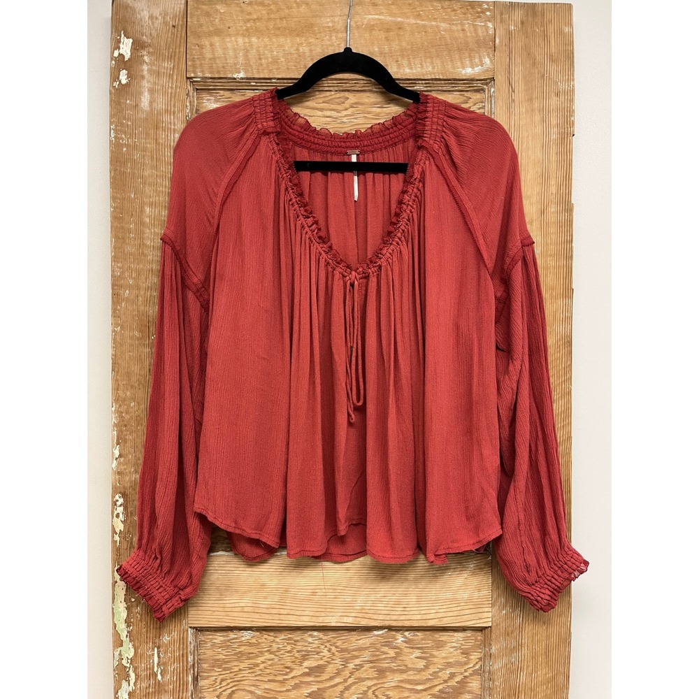 Free People Blouse S Boho Gauzy Hippie Earthy Romantic Peasant Ren Faire Gypsy